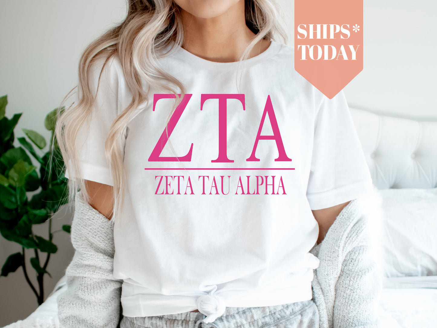 Zeta Tau Alpha Loud Letters Sorority T-shirt _ 491g