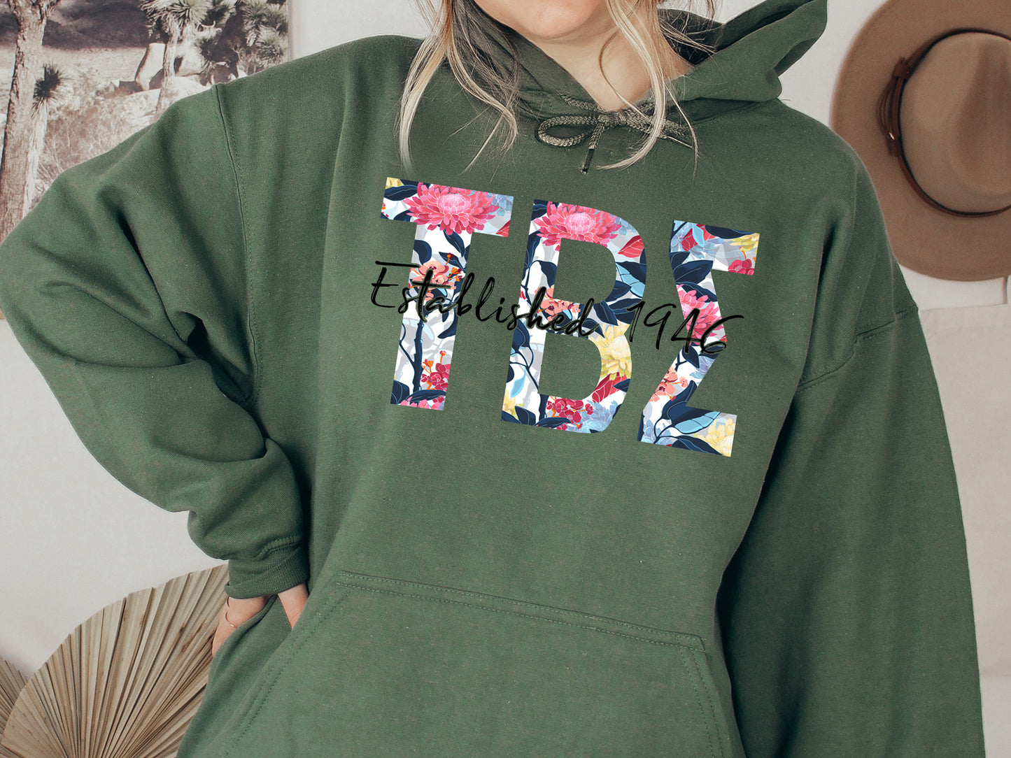 Tau Beta Sigma Floral Block Sorority Hoodie _ 3522g