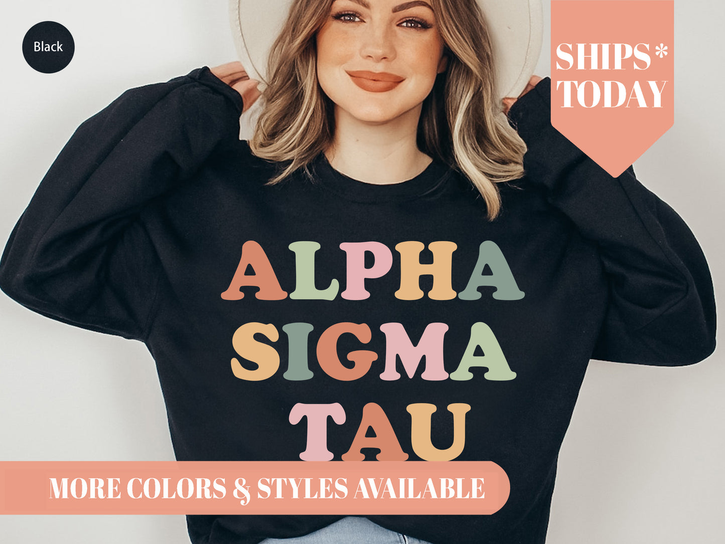 Alpha Sigma Tau Bright and Proud Sorority Sweatshirt _ 421g