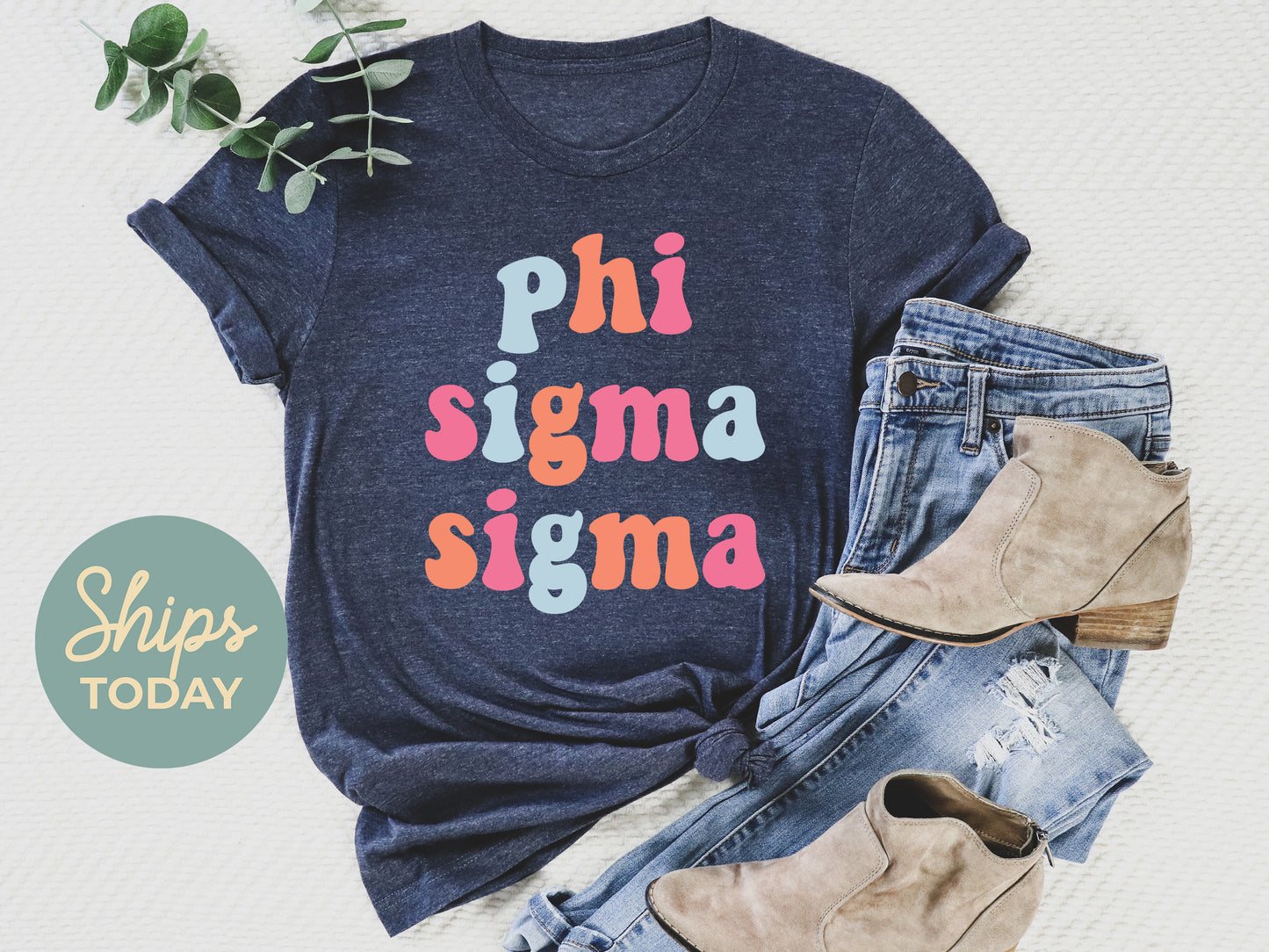 Phi Sigma Sigma Vividly Vibrant Sorority T-shirt _ 3168g
