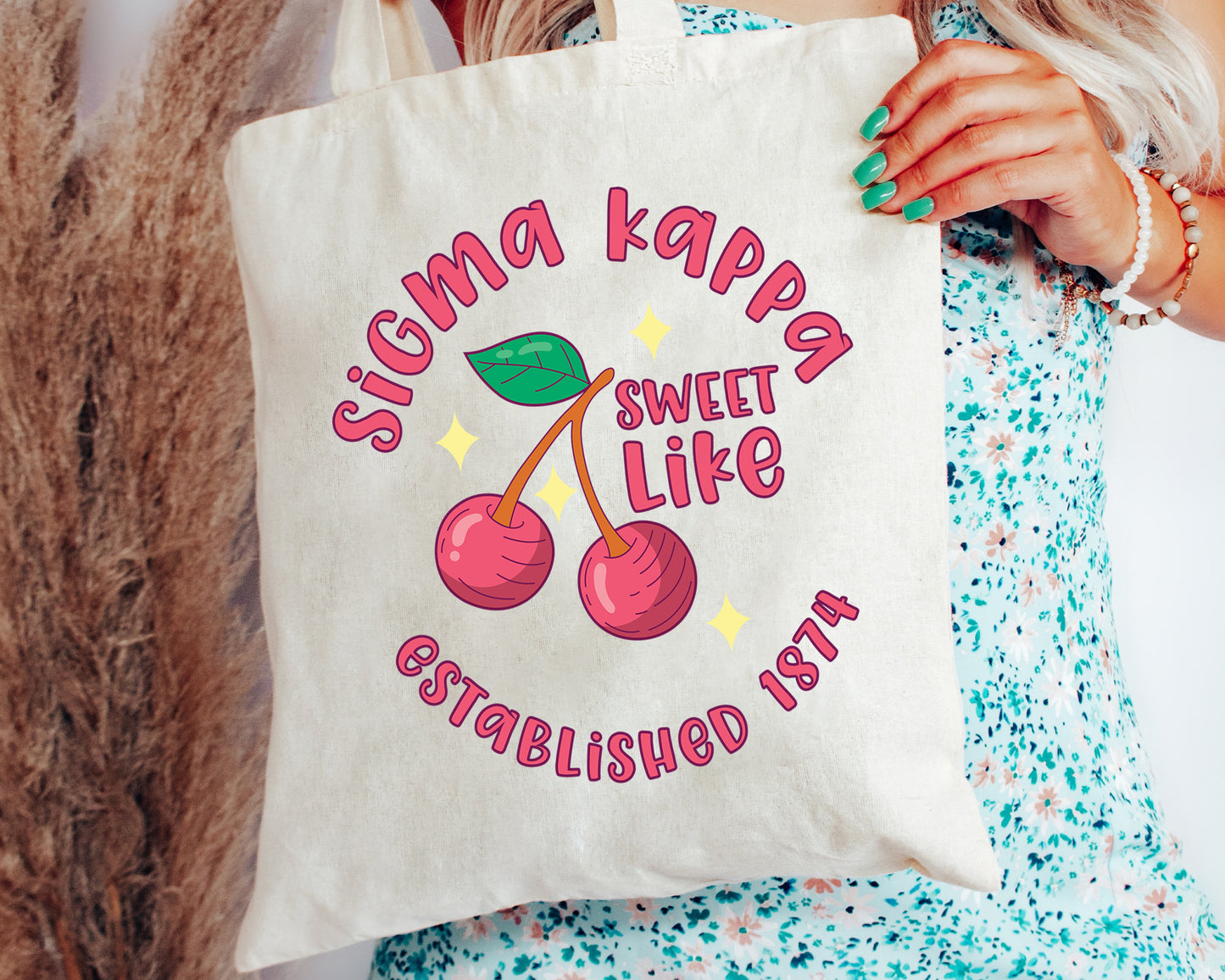Sigma Kappa Sweet Like Cherry Sorority Tote Bag _ 34330g