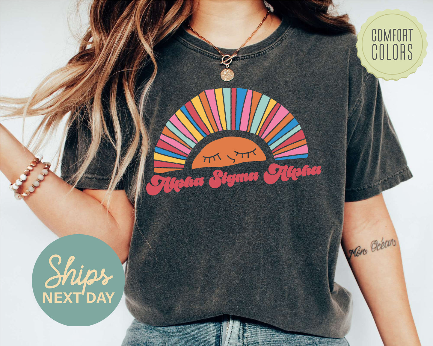 Alpha Sigma Alpha Sunshine Comfort Colors Sorority T-shirt _ 3313g