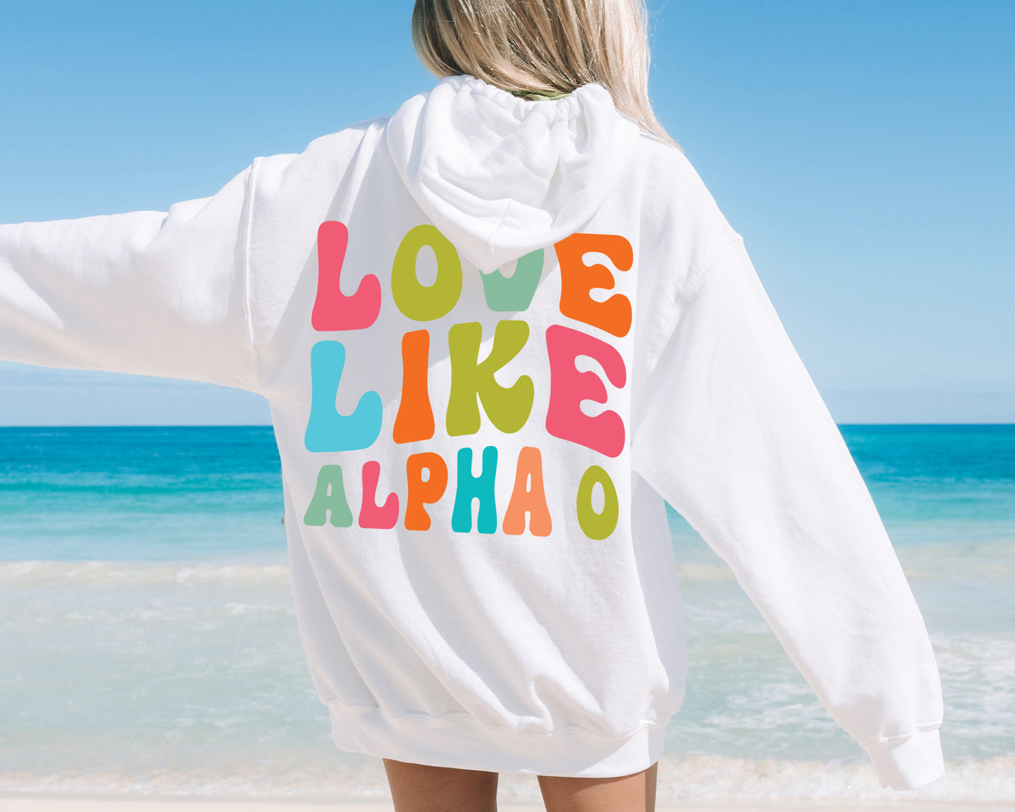 Alpha Omicron Pi Blissful and Vibrant Sorority Hoodie _ 33158g