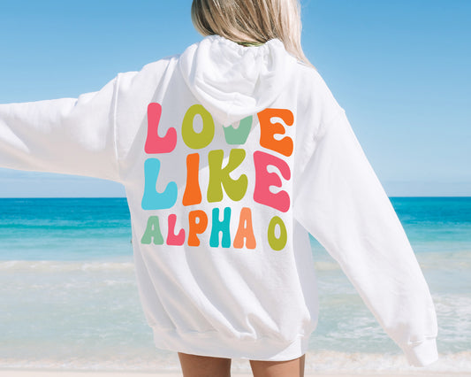 Alpha Omicron Pi Blissful and Vibrant Sorority Hoodie _ 33158g