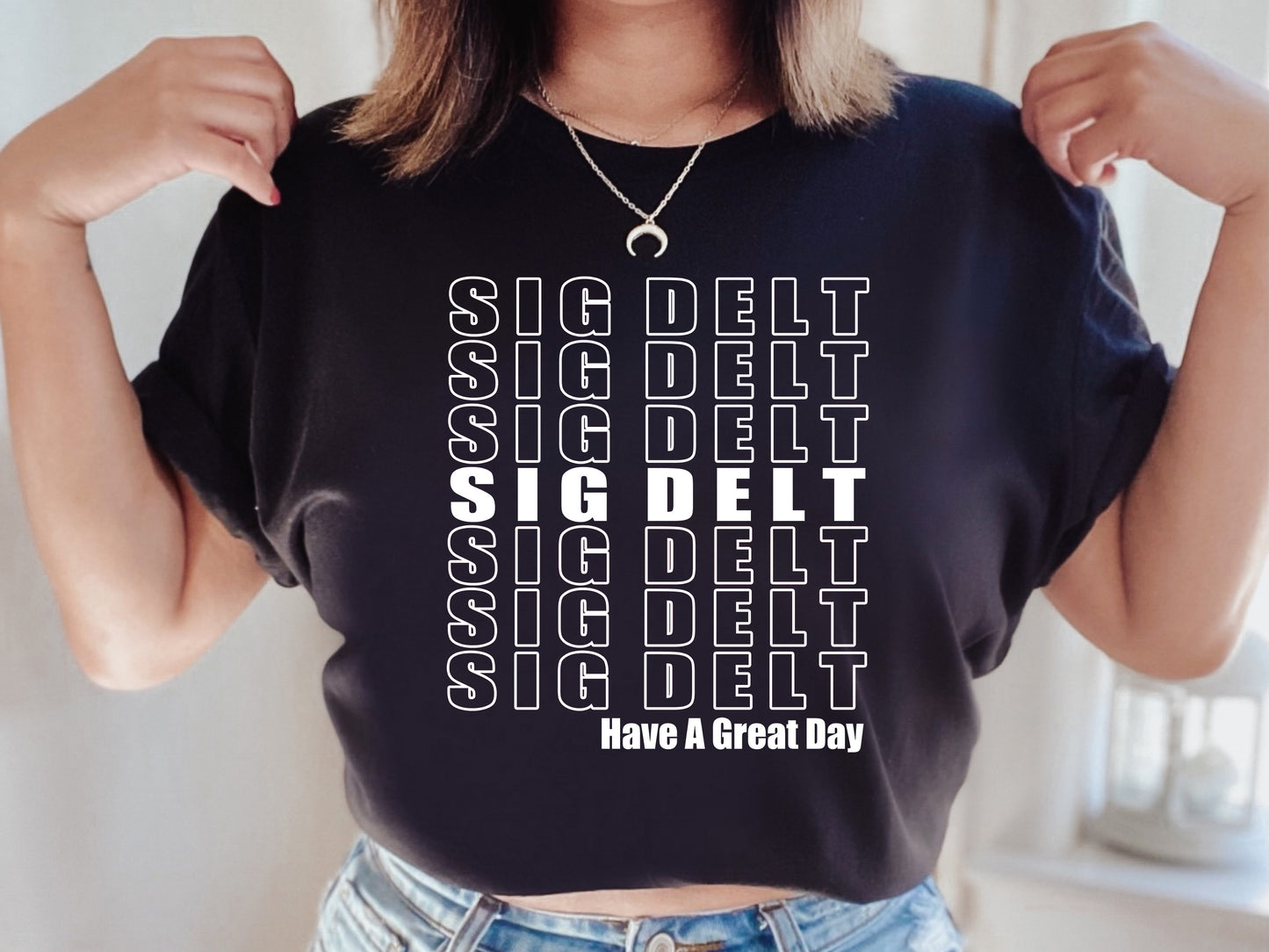 Sigma Delta Tau Have a Great Day Sorority T-shirt _ 2129g