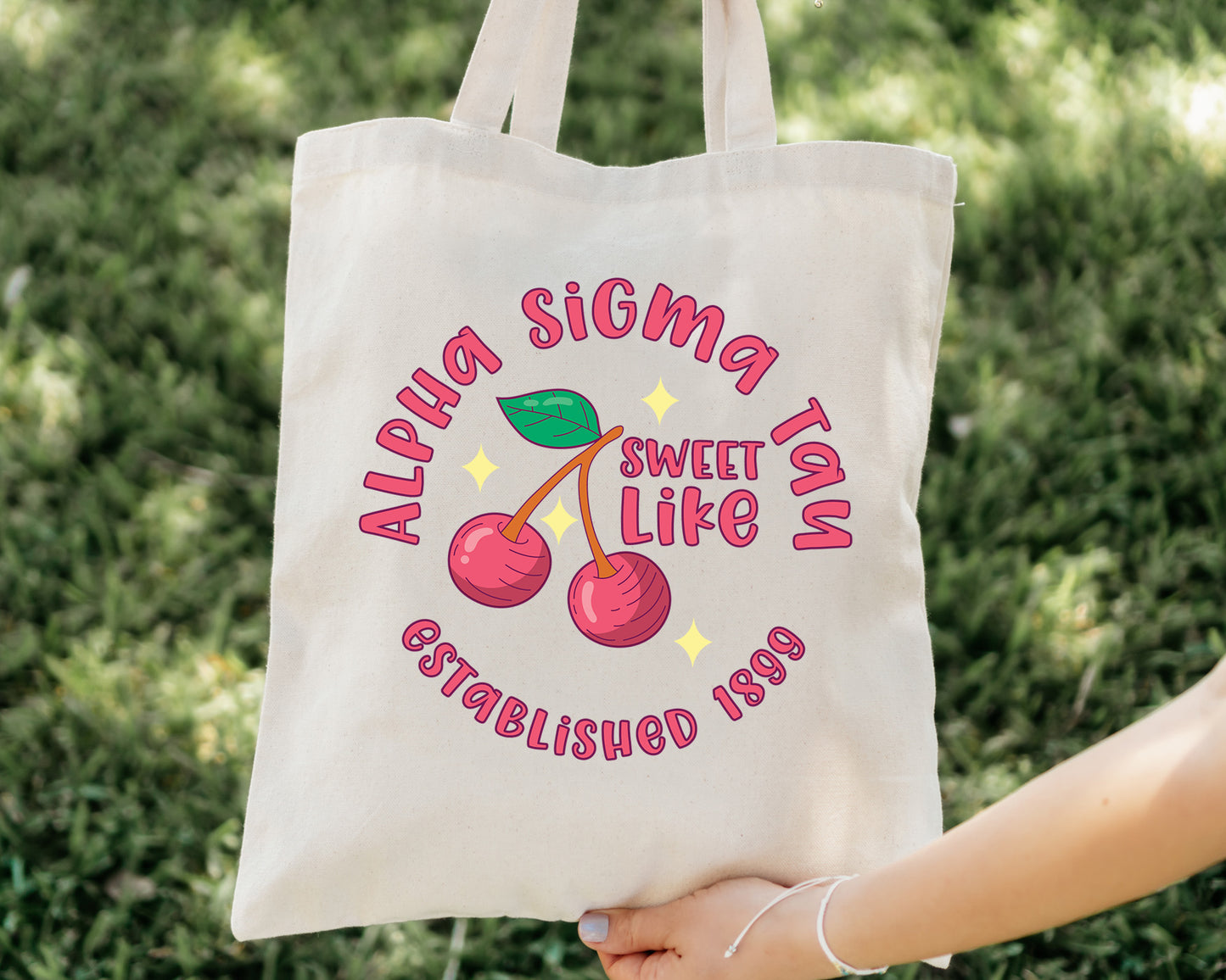 Alpha Sigma Tau Sweet Like Cherry Sorority Tote Bag _ 34315g