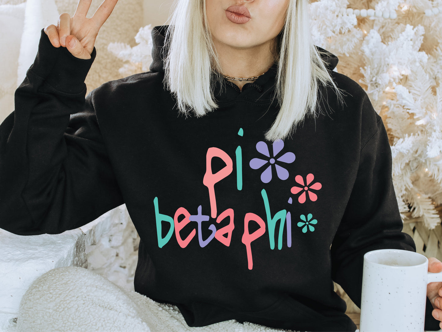 Pi Beta Phi Colorful Floral Sorority Hoodie _ 2623g