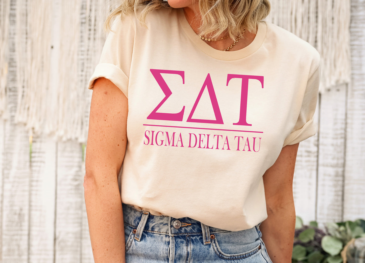 Sigma Delta Tau Loud Letters Sorority T-shirt _ 487g