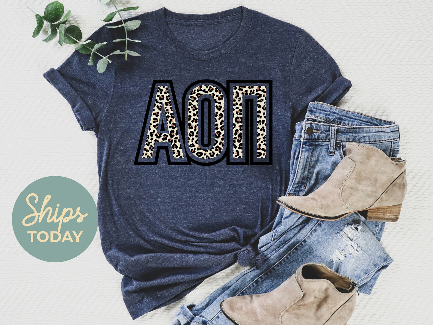 Alpha Omicron Pi Safari Style Letters Sorority T-shirt _ 30439g