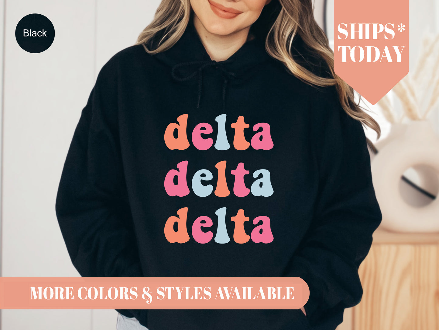 Delta Delta Delta Vividly Vibrant Sorority Hoodie _ 3159g