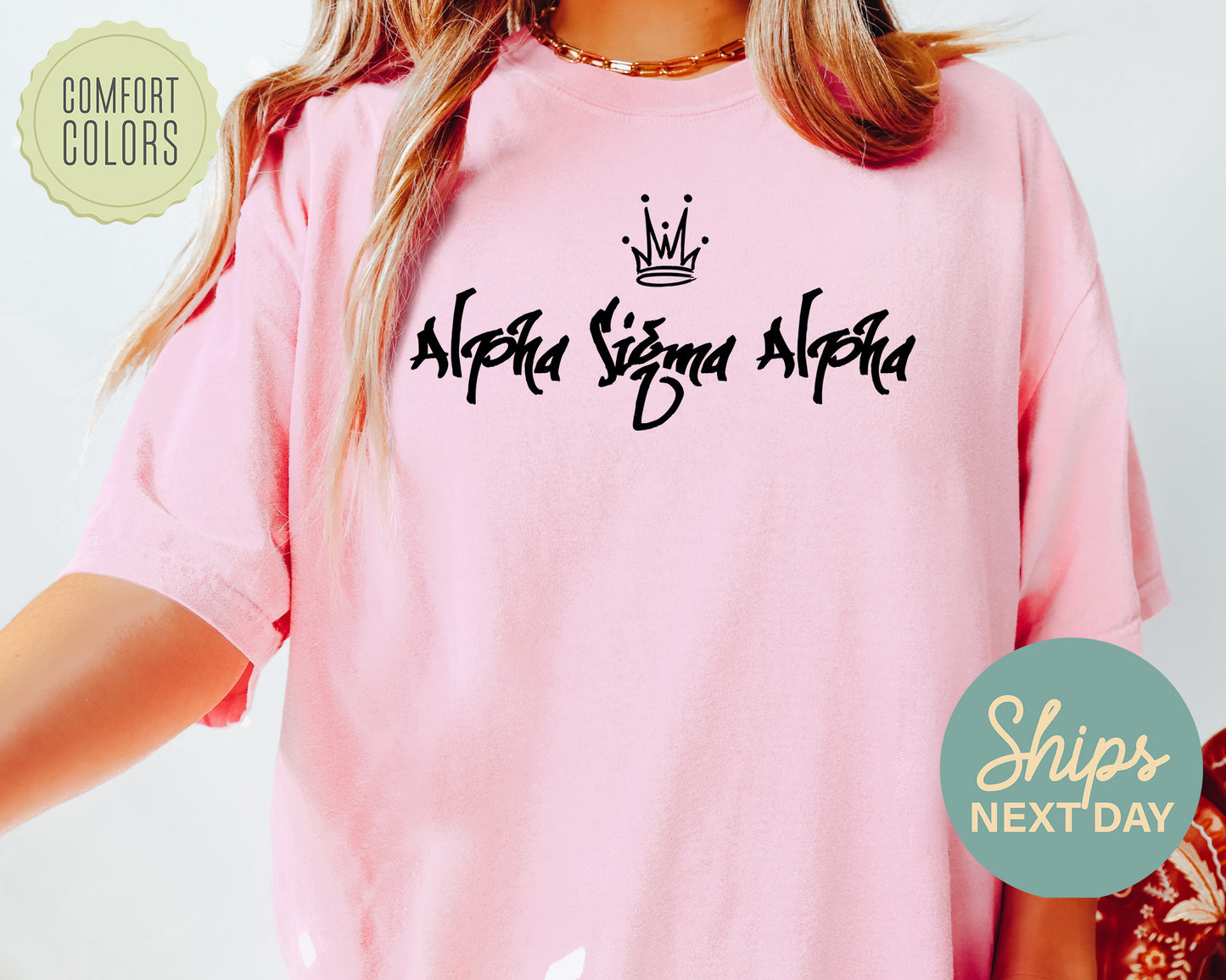 Alpha Sigma Alpha Queen Comfort Colors Sorority T-shirt _2454g