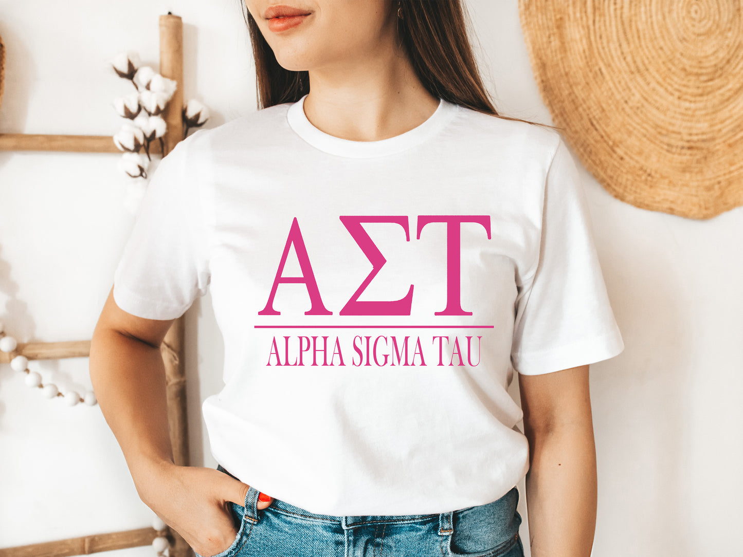 Alpha Sigma Tau Loud Letters Sorority T-shirt _ 473g