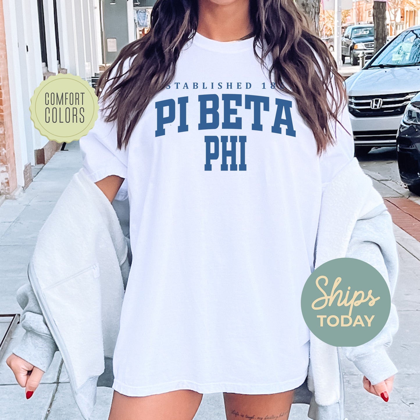 Pi Beta Phi Bold Letters Comfort Colors Sorority T-shirt _ 35140g