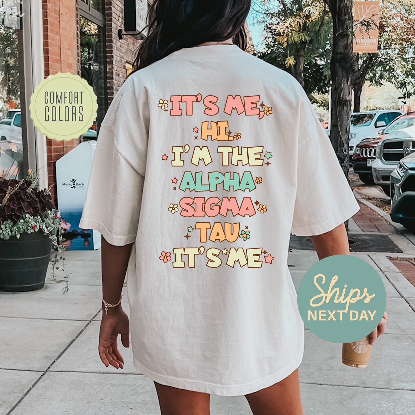 Alpha Sigma Tau Signature Chic Comfort Colors Sorority T-shirt _ 35972g