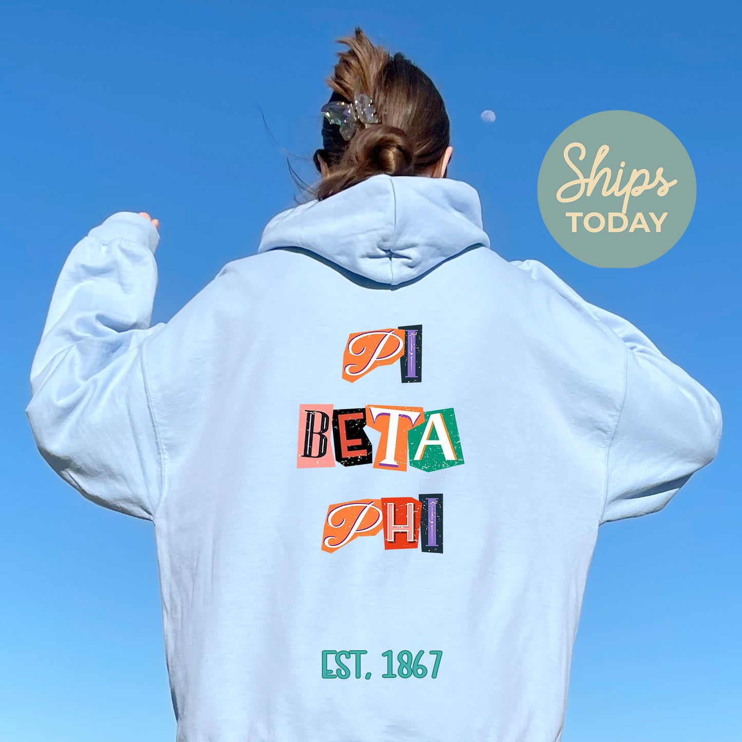 Pi Beta Phi Letter Cuts Sorority Hoodie  _ 35907g