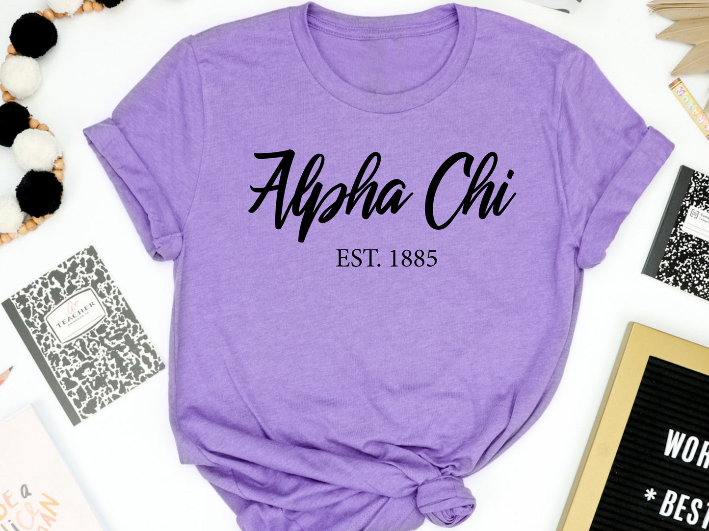 Alpha Chi Omega Black Flowy Sorority T-shirt _ 77g