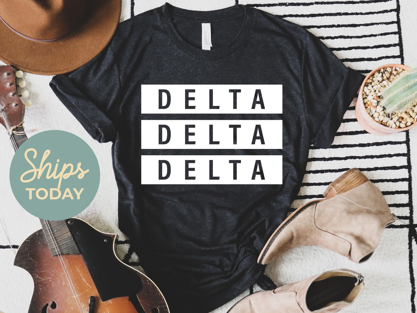 Delta Delta Delta Faded White Box Sorority T-shirt _ 3343g
