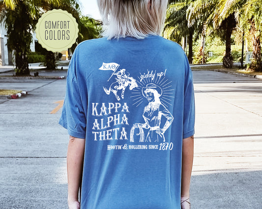 Kappa Alpha Theta Howdy Cowgirl Comfort Colors Sorority T-shirt _ 35374g