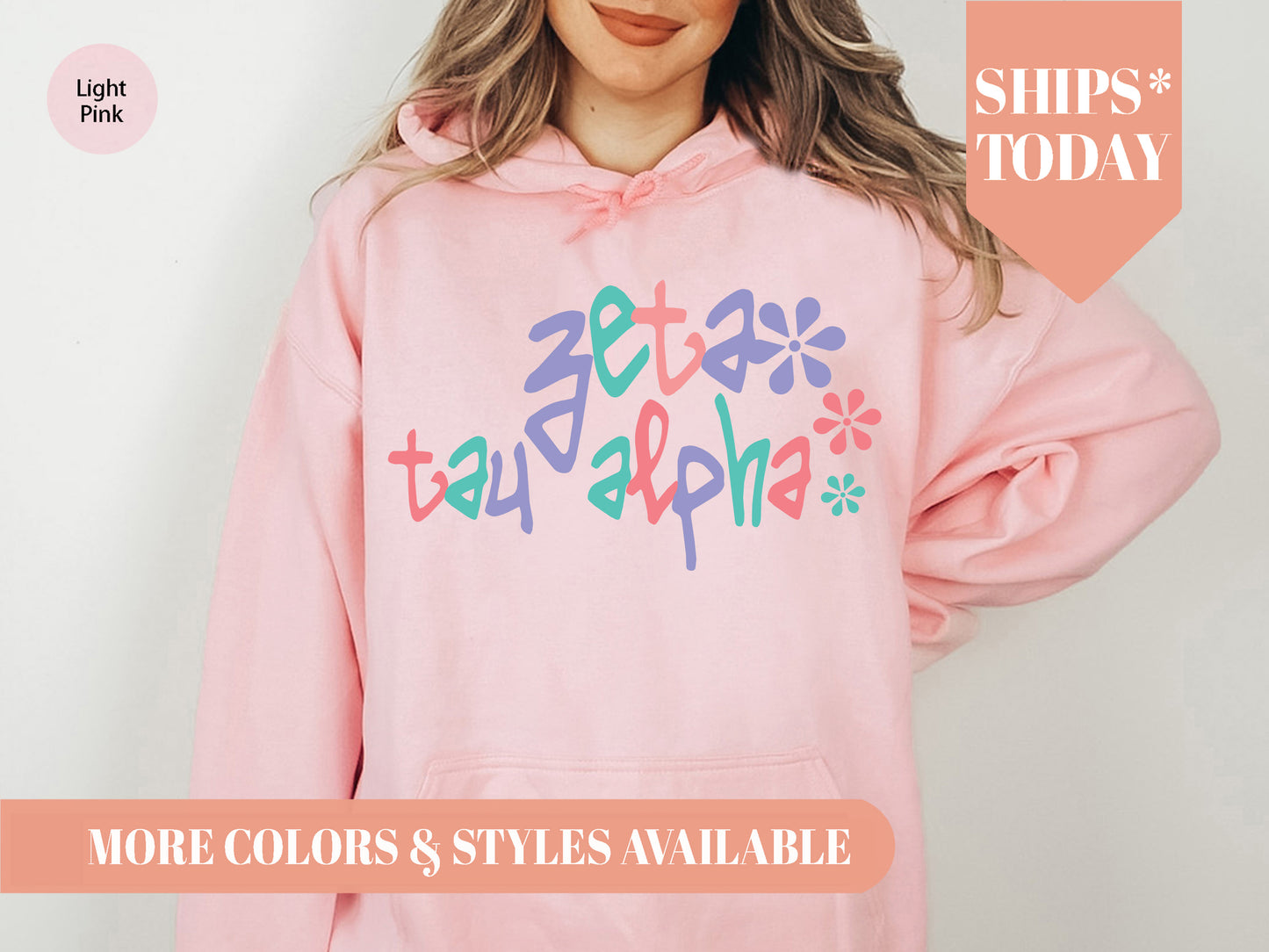 Zeta Tau Alpha Colorful Floral Sorority Hoodie _ 2628g