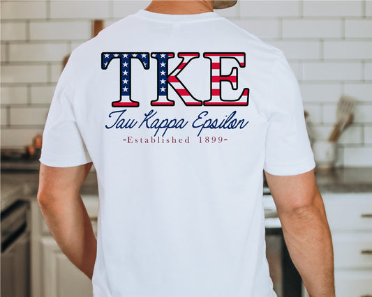 Tau Kappa Epsilon USA Flag Letters Fraternity T-shirt _ 33449g