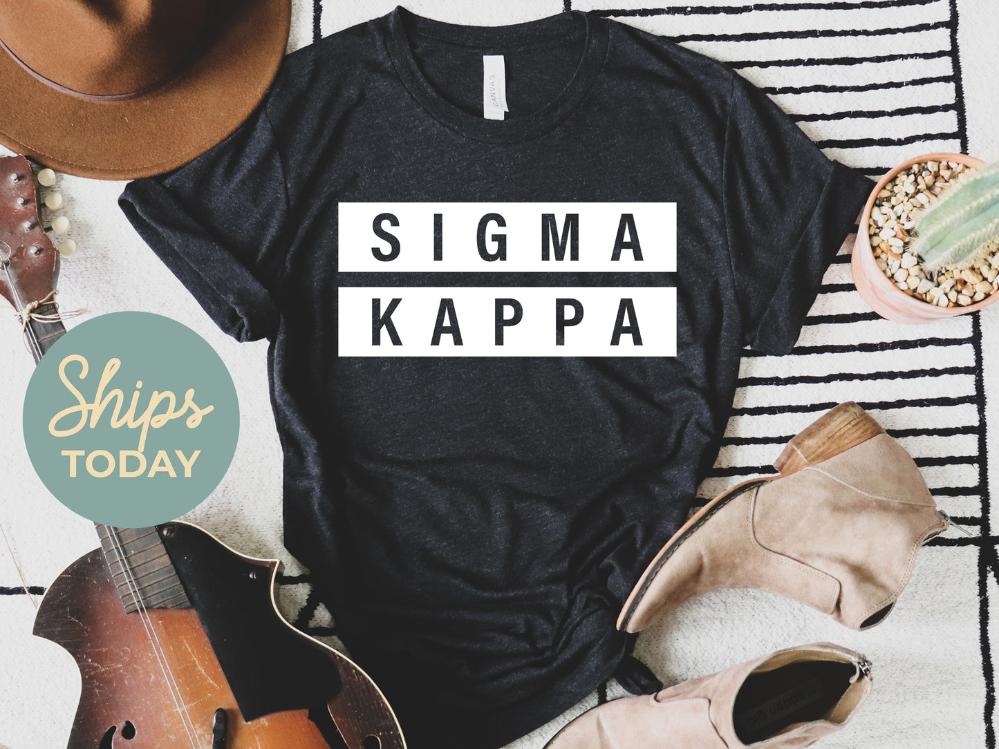 Sigma Kappa Faded White Box Sorority T-shirt _ 3355g