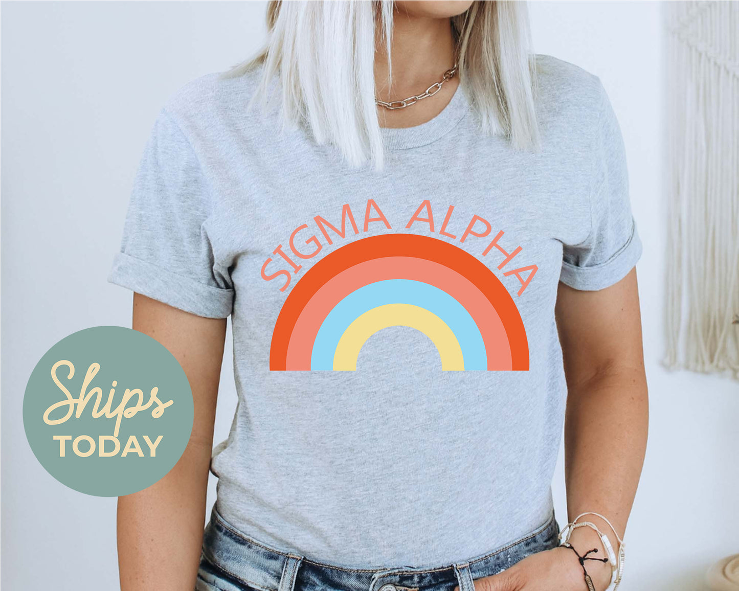 Sigma Alpha Colorful Rainbow Sorority T-shirt _ 3463g