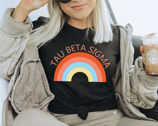 Tau Beta Sigma Colorful Rainbow Sorority T-shirt _ 3466g