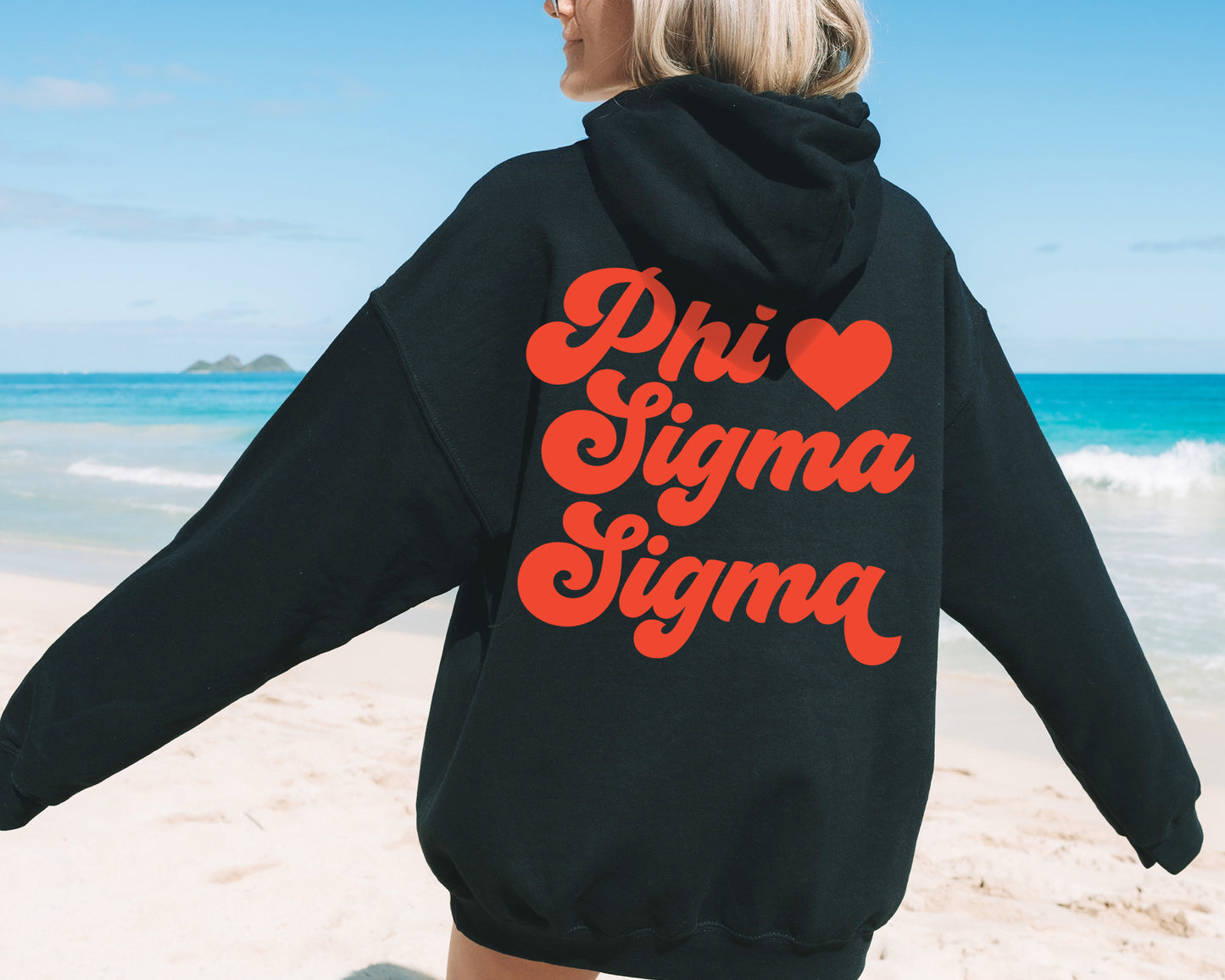 Phi Sigma Sigma Red Heart Sorority Hoodie _ 33365g