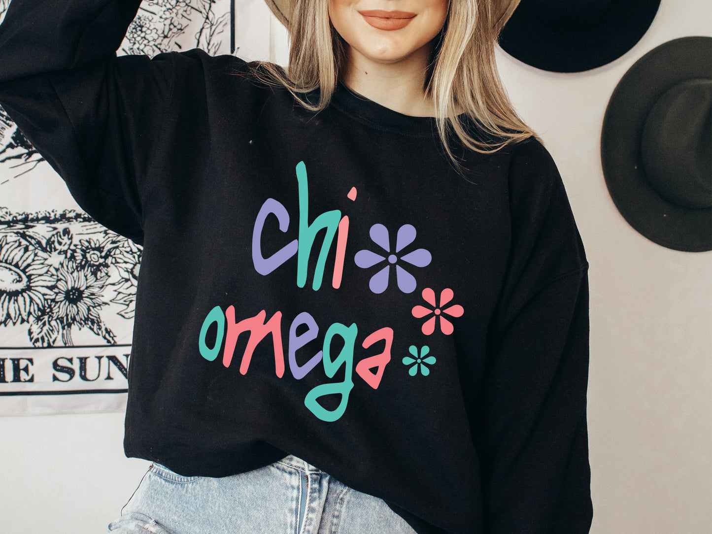 Chi Omega Colorful Floral Sorority Sweatshirt _ 2612g