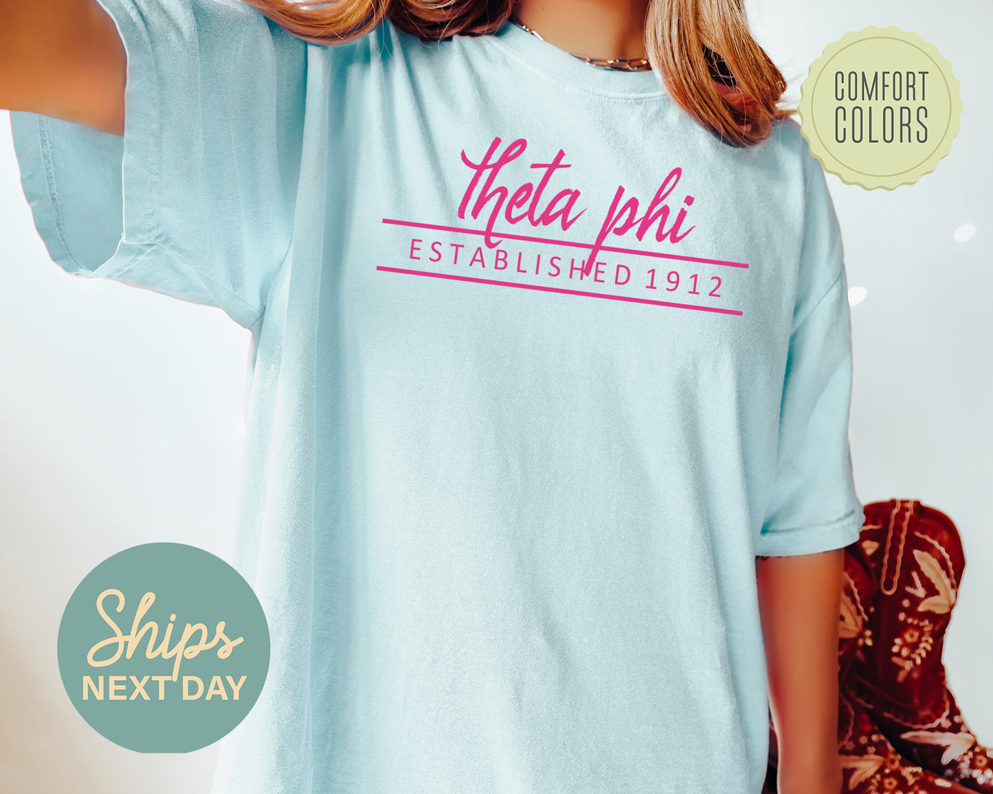 Theta Phi Alpha All Pink Comfort Colors Sorority T-shirt _ 776g