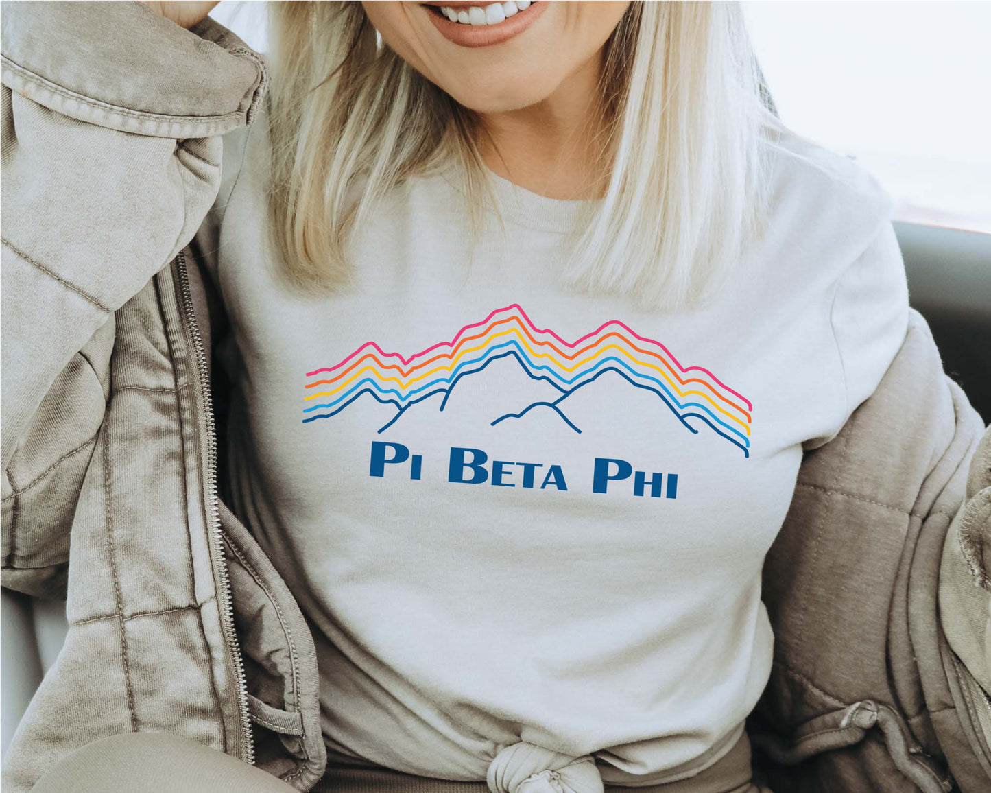 Pi Beta Phi Rainbow Mountains Sorority T-shirt _ 2649g