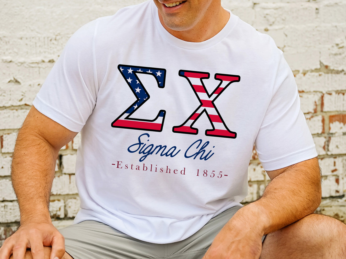 Sigma Chi American Flag Letters Fraternity T-shirt _ 1175g