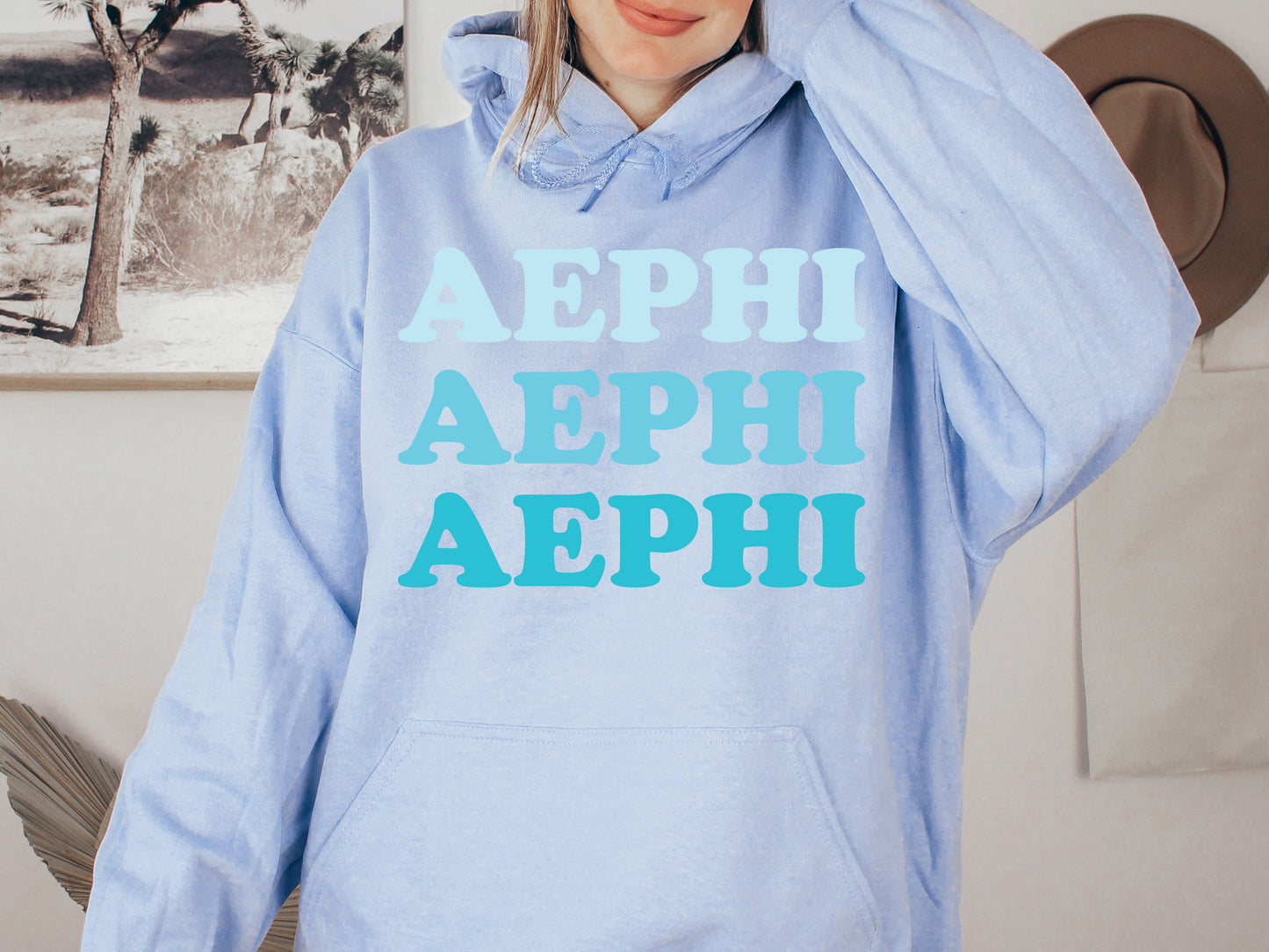 Alpha Epsilon Phi Touch of Blue Sorority Hoodie _ 2579g