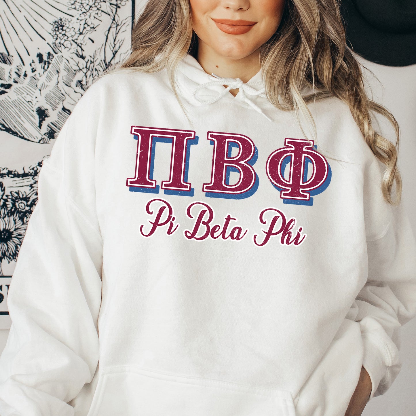 Pi Beta Phi Greek Colors Sorority Hoodie _ 36089g