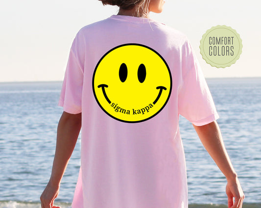 Sigma Kappa Smiley Face Comfort Colors Sorority T-shirt _ 32864g