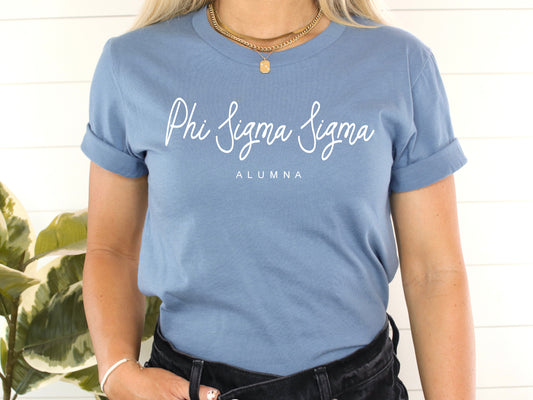 Phi Sigma Sigma Flashy Alumna Sorority T-shirt _ 2544g