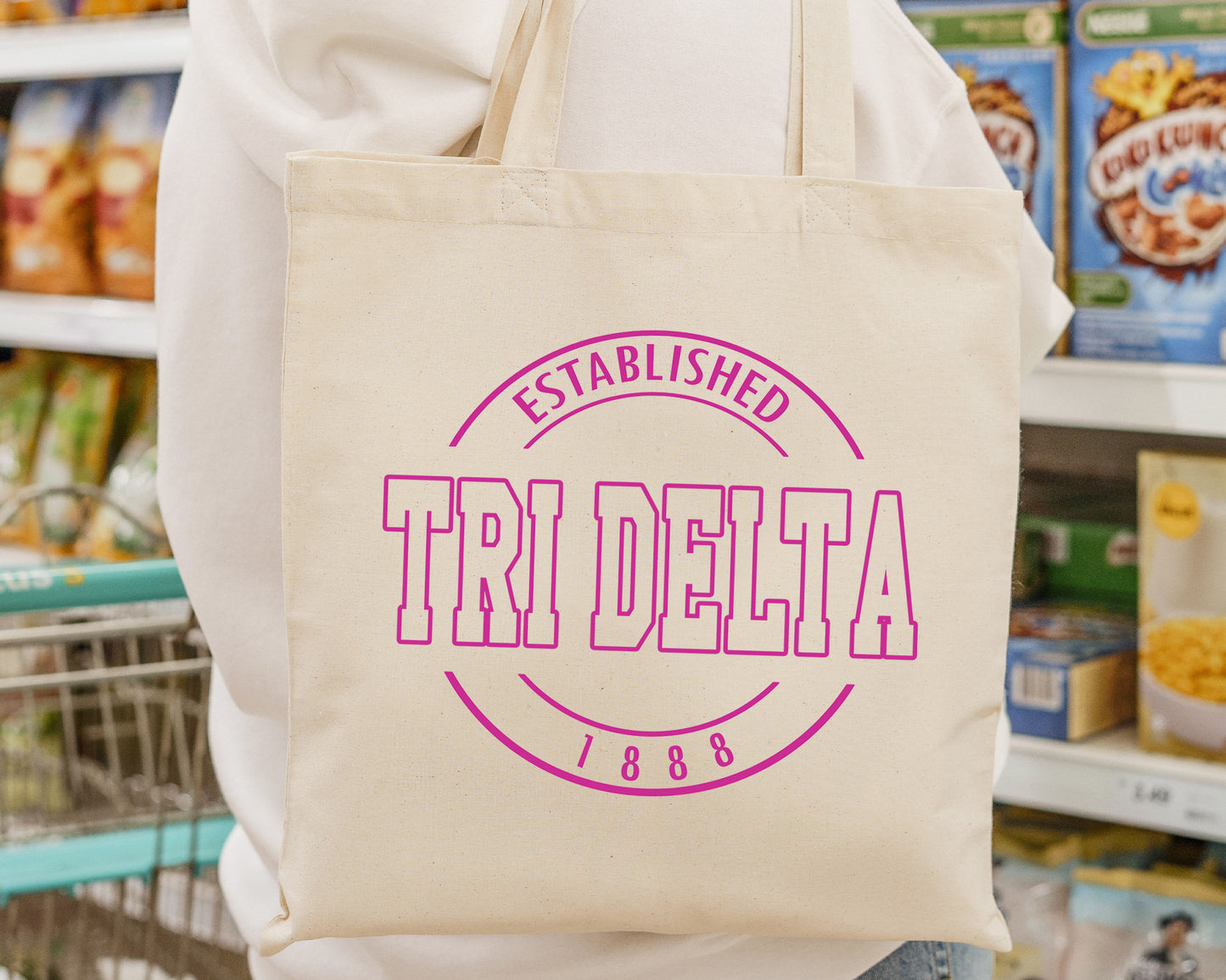 Delta Delta Delta Pink Stamp Sorority Tote Bag _ 34447g