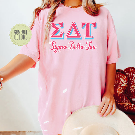 Sigma Delta Tau Greek Colors Comfort Colors Sorority T-shirt _ 36090g