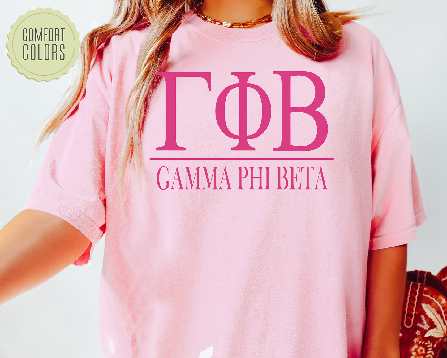 Gamma Phi Beta Loud Letters Comfort Colors Sorority T-shirt _ 480g