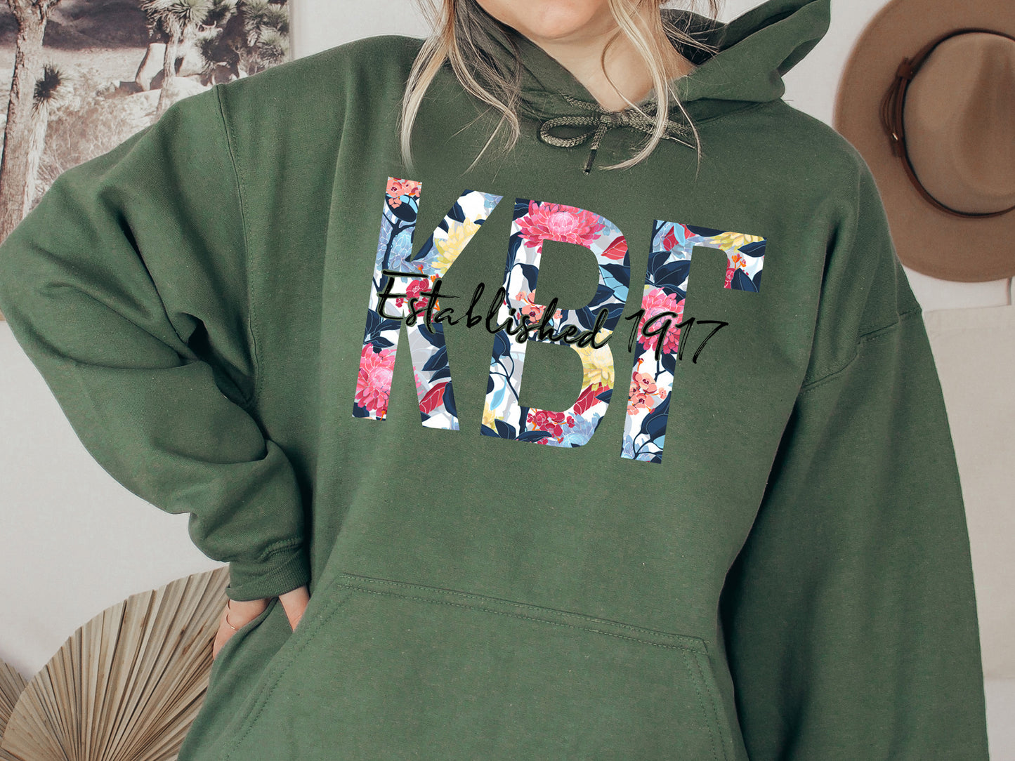 Kappa Beta Gamma Floral Block Sorority Hoodie _ 3514g