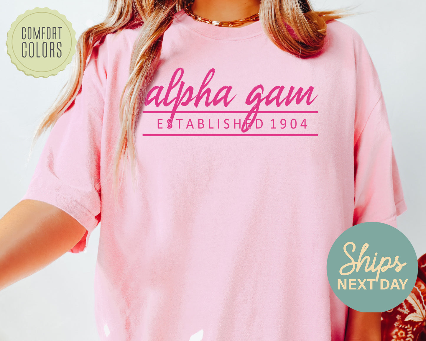 Alpha Gamma Delta All Pink Comfort Colors Sorority T-shirt _ 755g