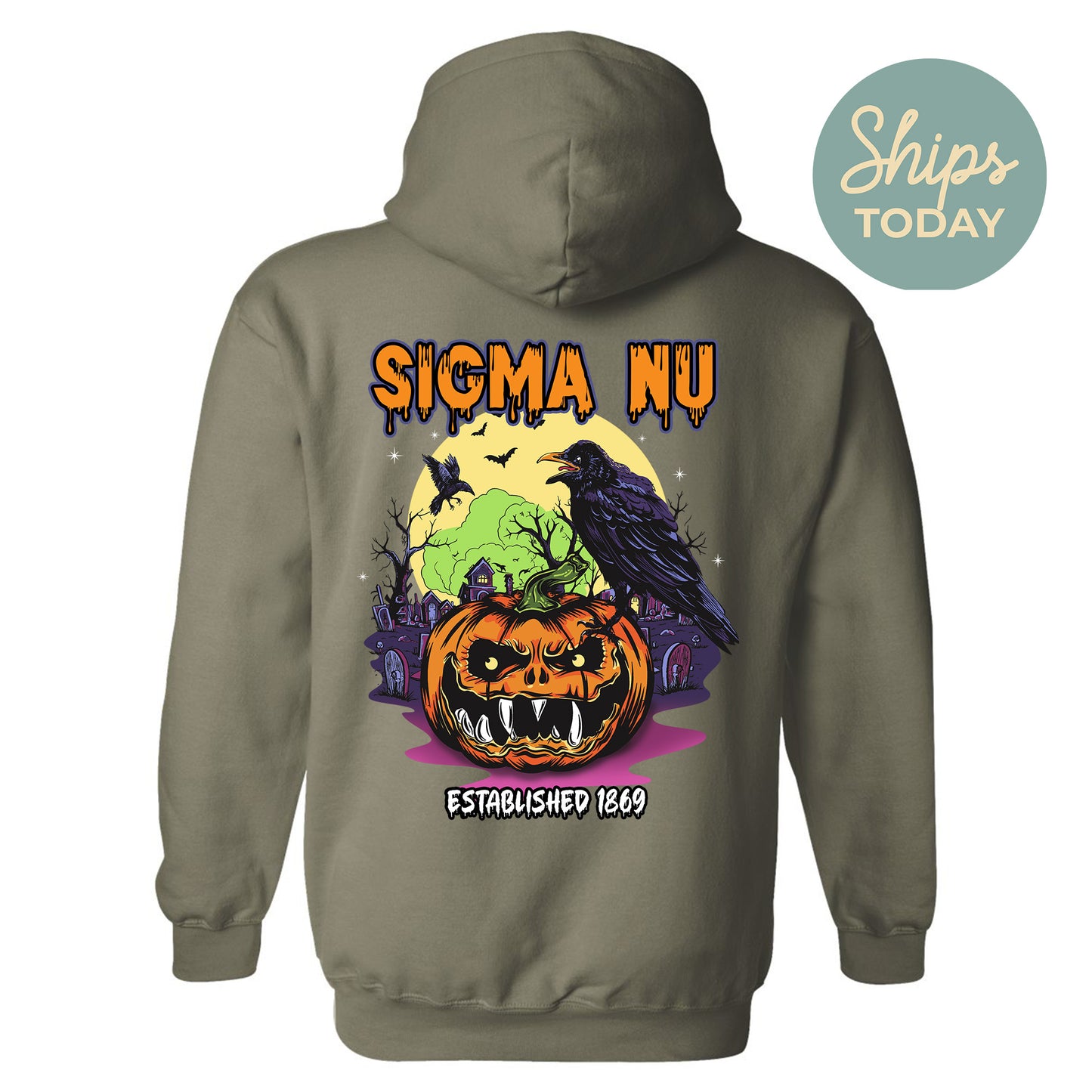 Sigma Nu Halloween Bats Fraternity Hoodie _ 36275g