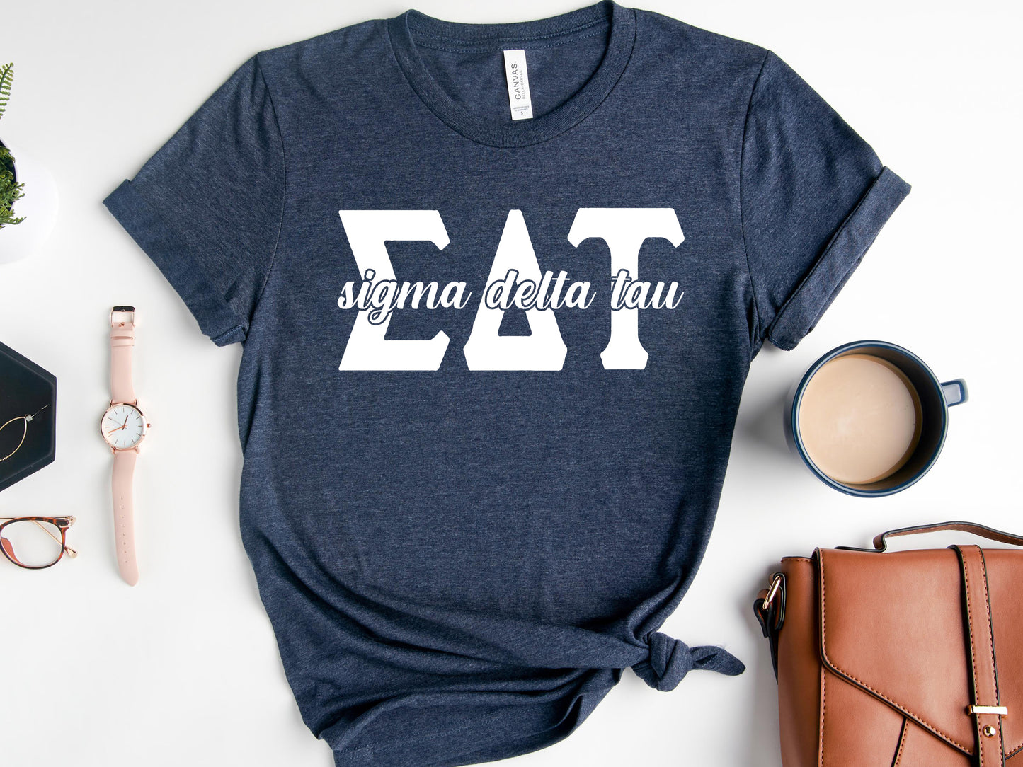 Sigma Delta Tau Sliced White Letters Sorority T-shirt _ 2259g