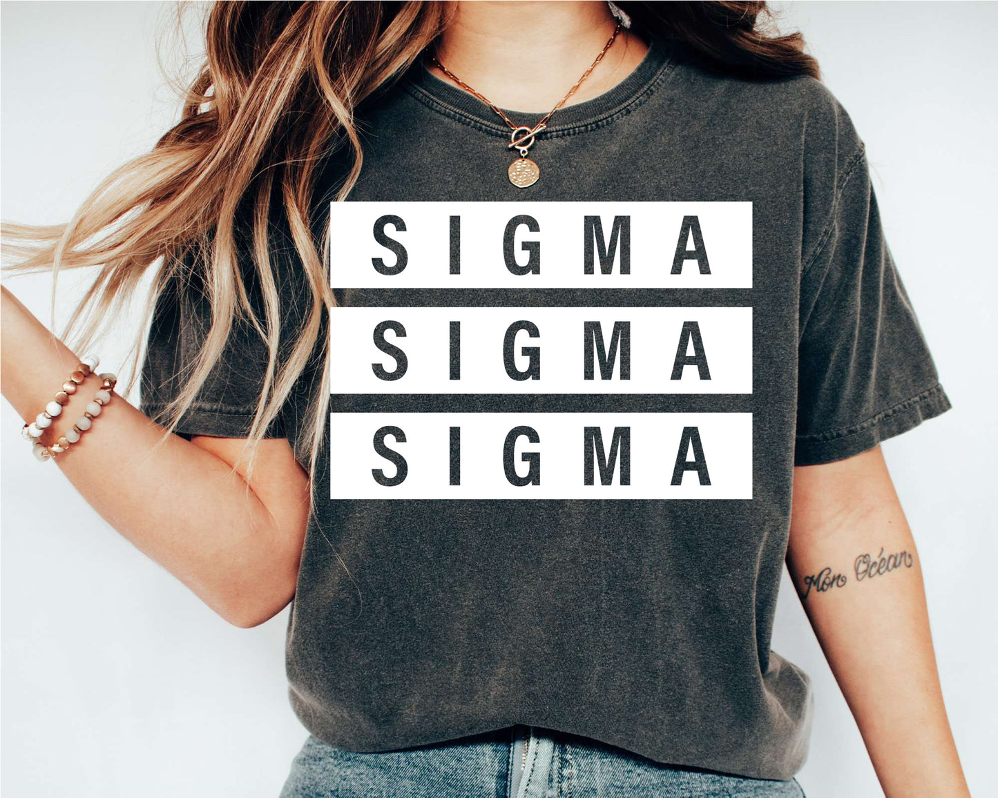 Sigma Sigma Sigma Faded White Box Sorority T-shirt _ 3356g