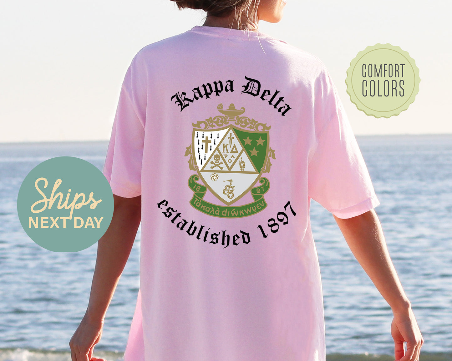 Kappa Delta Old English Crest Comfort Colors Sorority T-shirt _ 32936g