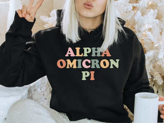 Alpha Omicron Pi Bright and Proud Sorority Hoodie _ 418g