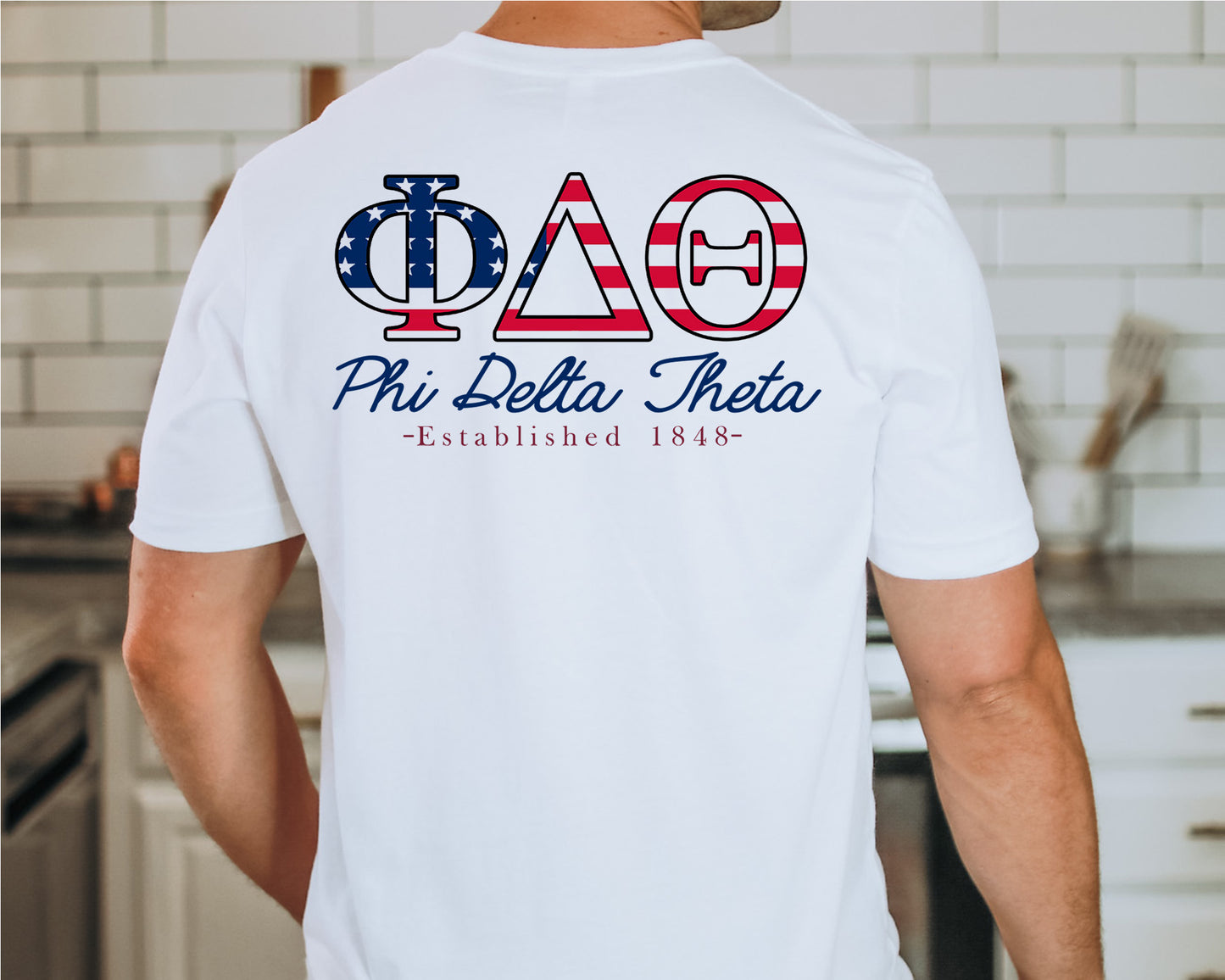 Phi Delta Theta USA Flag Letters Fraternity T-shirt _ 33438g