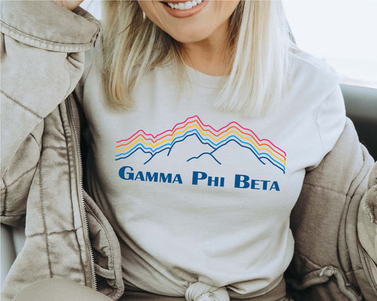 Gamma Phi Beta Rainbow Mountains Sorority T-shirt _ 2643g
