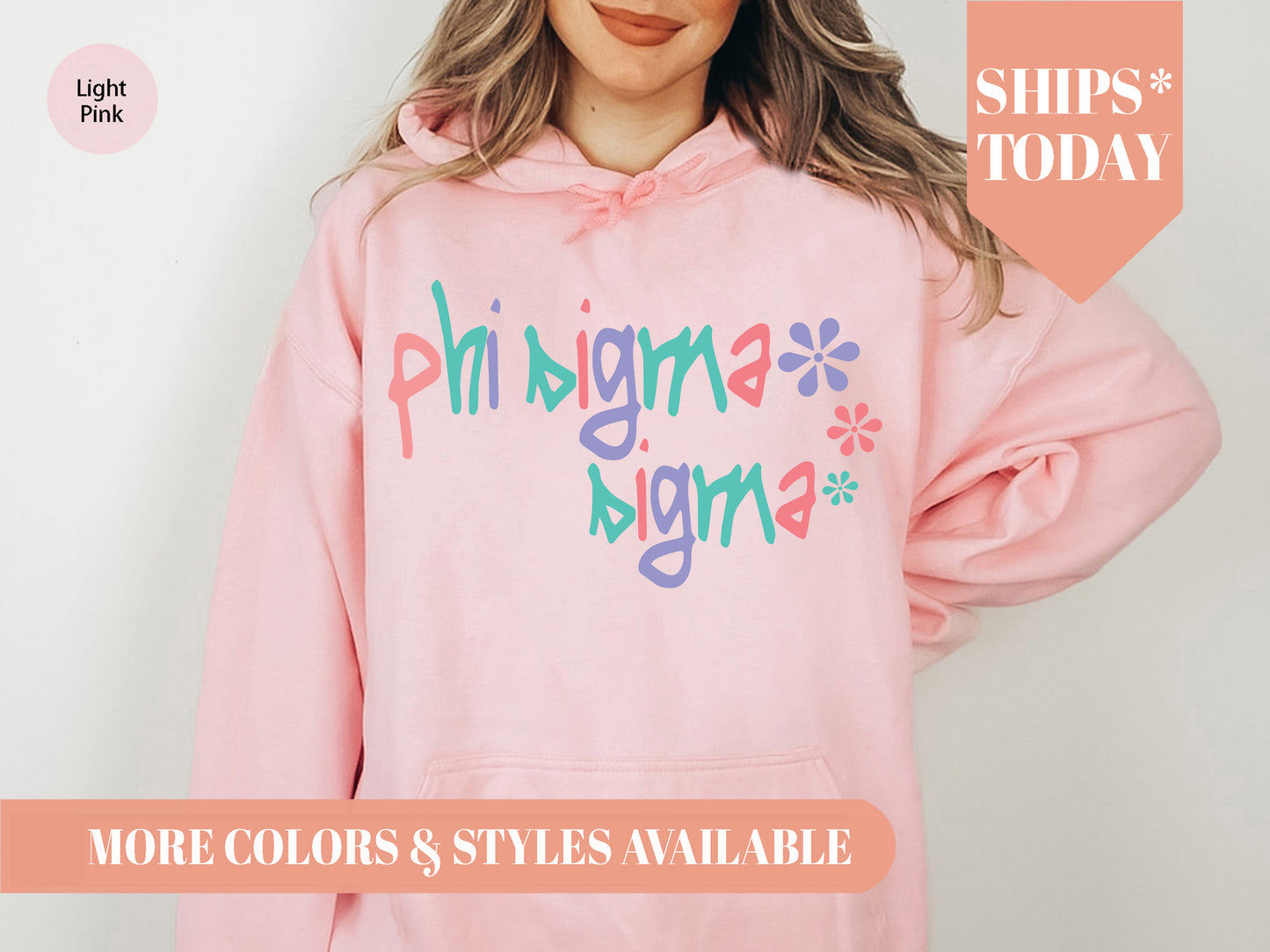 Phi Sigma Sigma Colorful Floral Sorority Hoodie _ 2622g