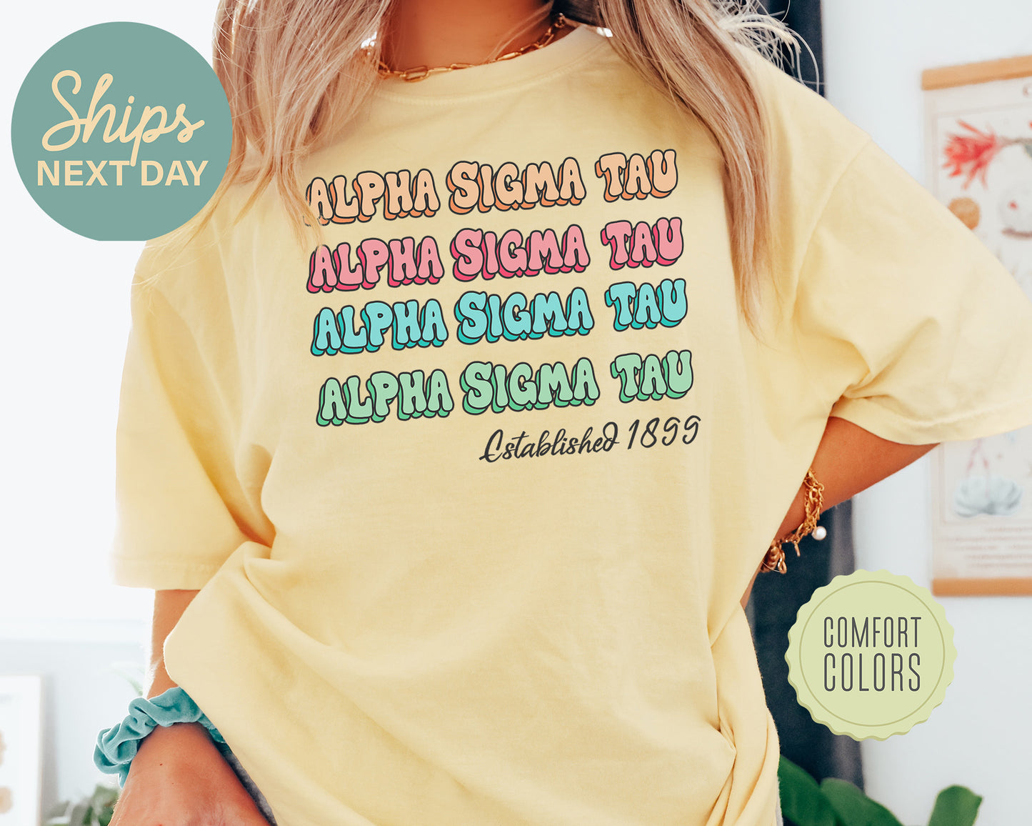 Alpha Sigma Tau Lucy Comfort Colors Sorority T-shirt _ 265g